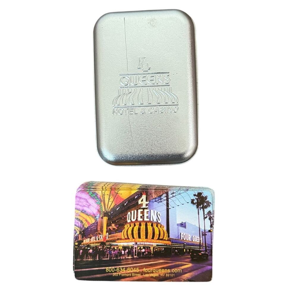 4 Four Queens Hotel Casino Las‎ Vegas Playing Cards Deck Tin Case Fremont Street